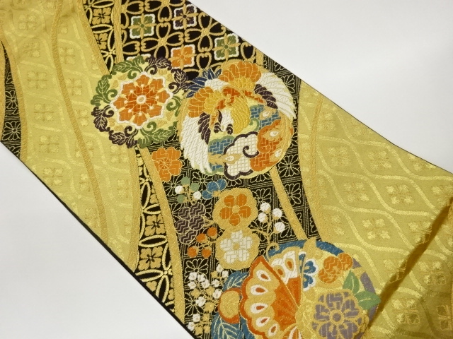 JAPANESE FUKURO OBI / WOVEN FLOWER CREST